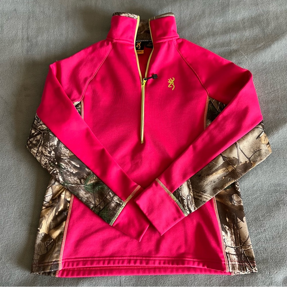 Browning‎ Women's Soft Shell Camo Real Tree Print Hot Pink Zip Up Jacket M